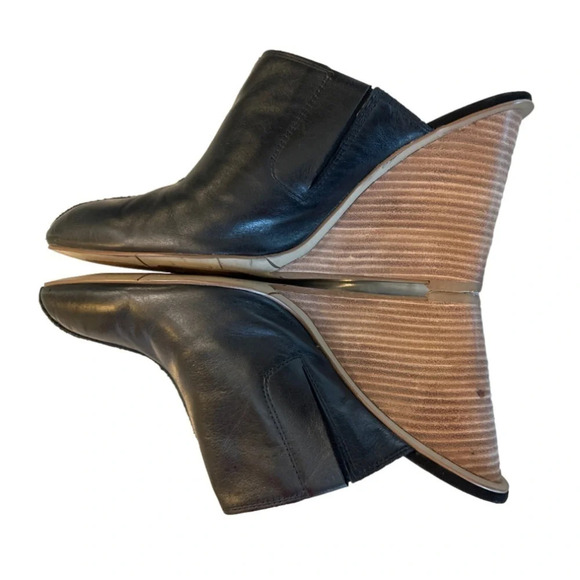 Nine West Salome Black Leather Slip On Mules Wedges Women's shoes Size 8 M - Picture 4 of 7